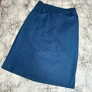Alfred Dunner Y2K 90s vintage Cotton blend Midi length blue skirt sz 10 pockets